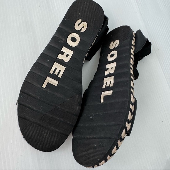 Sorel Ella espadrille ankle strap black sandals size 11 - Picture 6 of 6